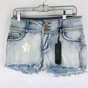 Roma Studio Cut Off Frayed Hem Light Wash Shorts